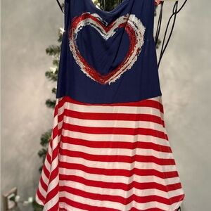 Heart Print Striped Dress